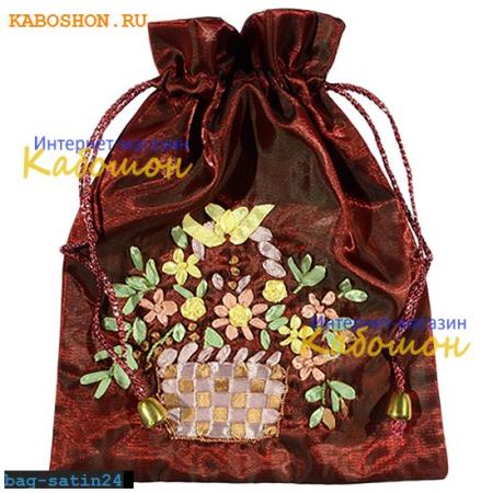 Подарочная сумочка сатин 21х17 см темно-красная bag-satin24