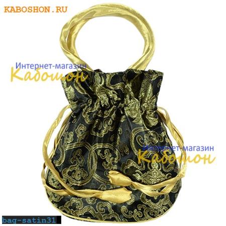 Подарочная сумочка сатин 22х20 см черная bag-satin31