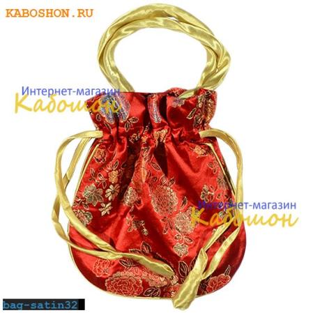 Подарочная сумочка сатин 22х20 см красная