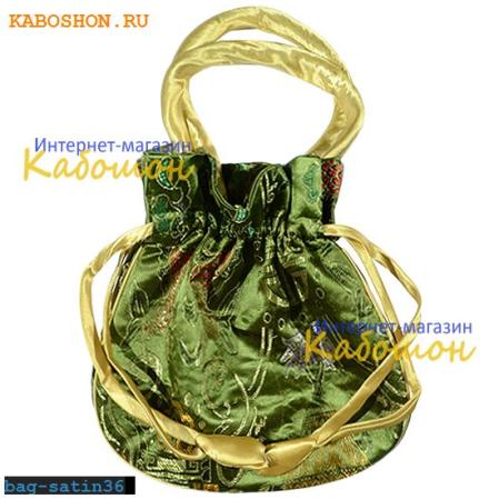 Подарочная сумочка сатин 22х20 см оливковая