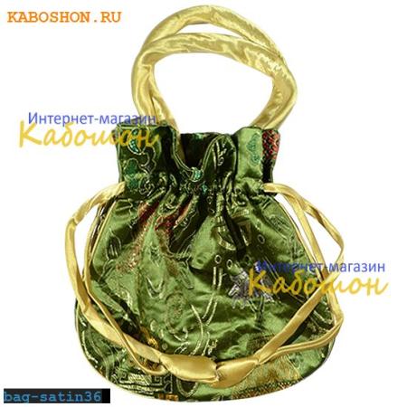 Подарочная сумочка сатин 22х20 см оливковая bag-satin36