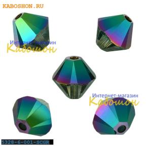 Swarovski Xilion beads 6 мм Crystal Scarabaeus Green