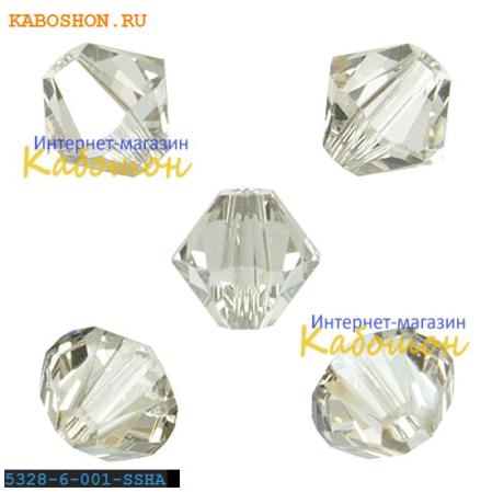 Swarovski Xilion beads 6 мм Crystal Silver Shade