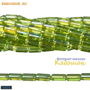 Бусины стеклянные трубочки 10х4 мм лайм