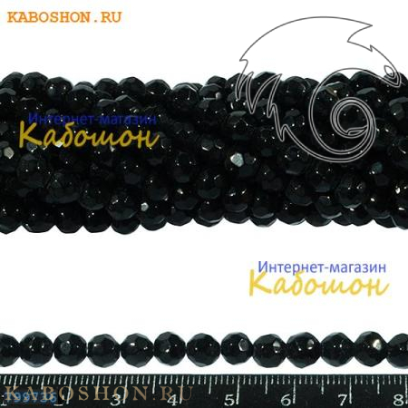 Бусины стеклянные граненые 6 мм черные 799736