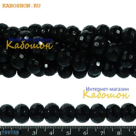 Бусины стеклянные граненые рондели 12х9 мм черные