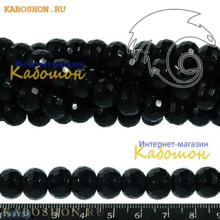 Бусины стеклянные граненые рондели 12х9 мм черные 799758