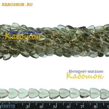 Бусины стеклянные сердечки 8 мм светло-серые