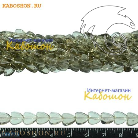 Бусины стеклянные сердечки 8 мм светло-серые 799775