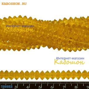 Бусины стеклянные граненые 8х4 мм желтые