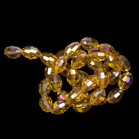 Бусины стеклянные овальные граненые 10х8 мм рыжие