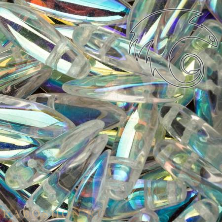 2-hole Glass Dagger 5х16 мм Crystal AB (10 шт) 2-Dag16-00030-28701