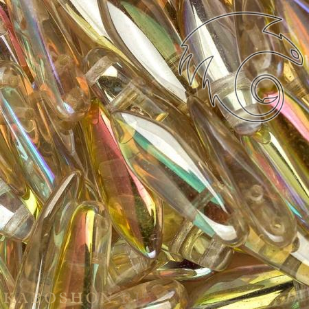 2-hole Glass Dagger 5х16 мм Crystal Lemon Rainbow (10 шт) 2-Dag16-00030-98534