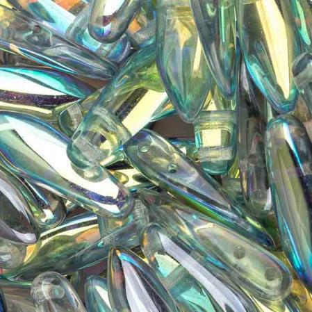 2-hole Glass Dagger 5х16 мм Crystal Blue Rainbow (10 шт)