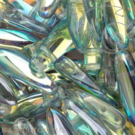 2-hole Glass Dagger 5х16 мм Crystal Blue Rainbow (10 шт) 2-Dag16-00030-98538