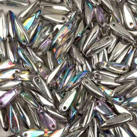 Glass Dagger 3х11 мм Crystal Silver Rainbow