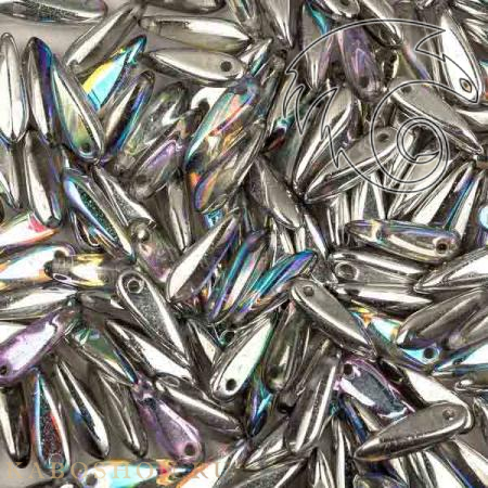 Glass Dagger 3х11 мм Crystal Silver Rainbow Dag11-00030-98530-1