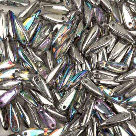 Glass Dagger 3х11 мм Crystal Silver Rainbow (10 шт)