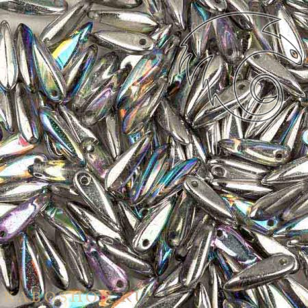 Glass Dagger 3х11 мм Crystal Silver Rainbow (10 шт) Dag11-00030-98530