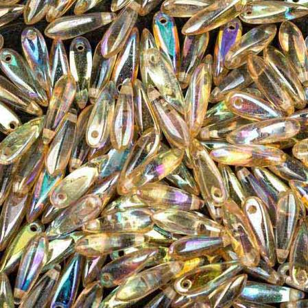 Glass Dagger 3х11 мм Crystal Yellow Rainbow (10 шт)