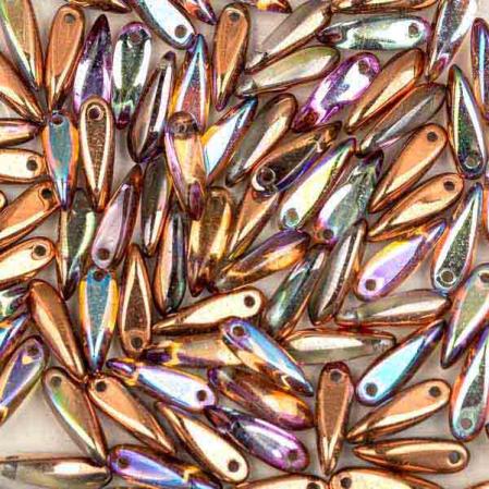 Glass Dagger 3х11 мм Crystal Copper Rainbow (10 шт)