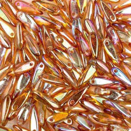 Glass Dagger 3х11 мм Crystal Orange Rainbow (10 шт)