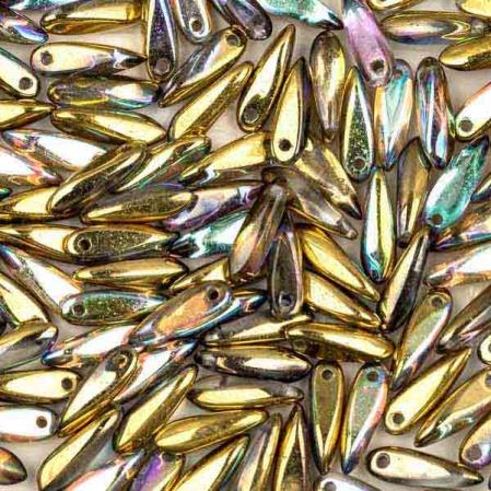 Glass Dagger 3х11 мм Crystal Golden Rainbow (10 шт)