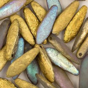 Glass Dagger 5х16 мм Crystal Etched Golden Rainbow (10 шт)