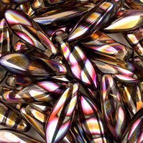 Glass Dagger 5x16 мм Smoke Topaz Sliperit Stripes (10 шт)