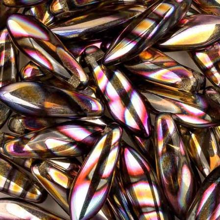 Glass Dagger 5x16 мм Smoke Topaz Sliperit Stripes (10 шт)