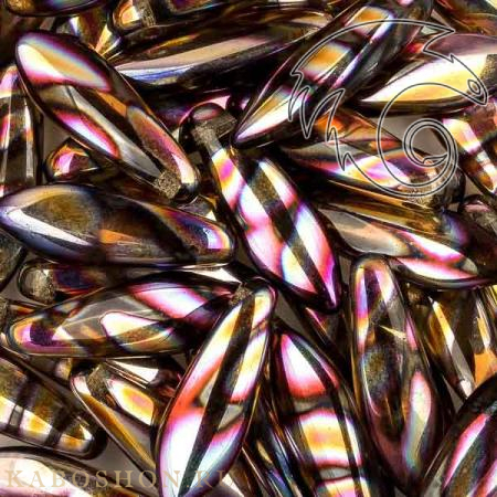 Glass Dagger 5x16 мм Smoke Topaz Sliperit Stripes (10 шт) Dag16-10230-2950V