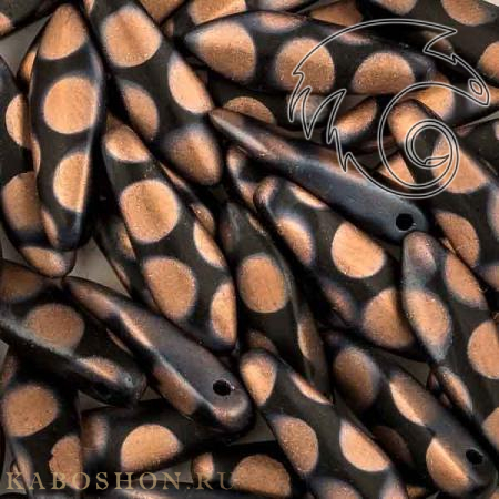 Glass Dagger 5х16 мм Jet Capri Gold Dots Matted (10 шт) Dag16-23980-2717A