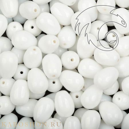 Glass drops 11х8 мм Chalk White (10 шт) Drops-11-3000