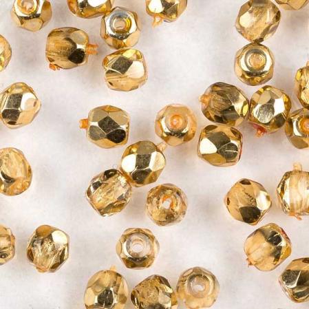 Fire polished 3 мм Crystal Apricot Metallic Ice