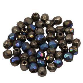 Fire polished 3 мм Crystal Etched Glittery Graphite