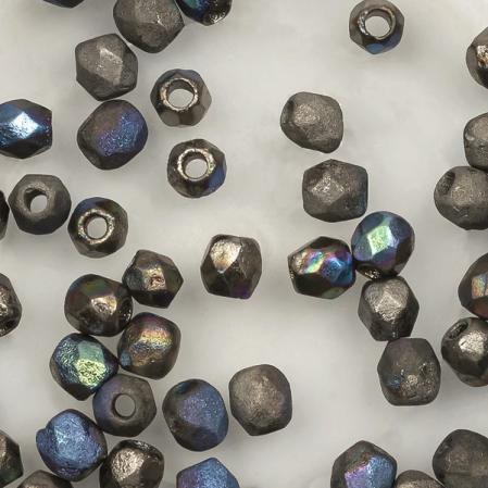 Fire polished 3 мм Crystal Etched Glittery Graphite