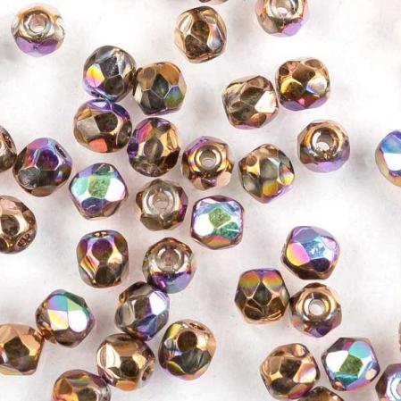 Fire polished 3 мм Crystal Glittery Bronze