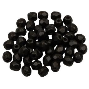 Fire polished 3 mm Alabaster Metallic Black