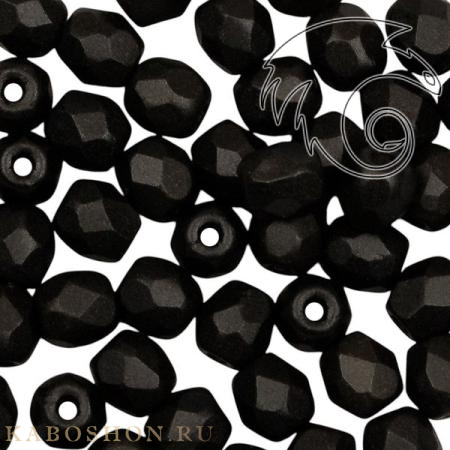 Fire polished 3 mm Alabaster Metallic Black FP-3-2010-29400