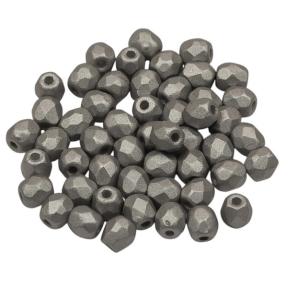 Fire polished 3 mm Alabaster Metallic Silver