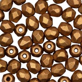 Fire polished 3 mm Alabaster Metallic Brass