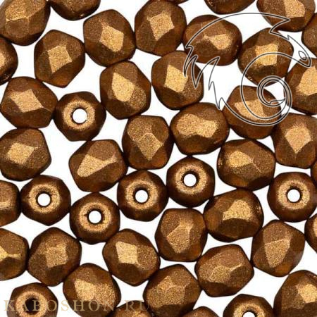 Fire polished 3 mm Alabaster Metallic Brass FP-3-2010-29415