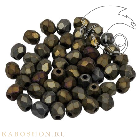 Fire polished 3 мм Jet Matted Brown Iris FP-3-23980-21115