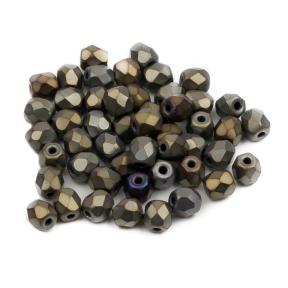 Fire polished 3 мм Jet Matted Brown Iris