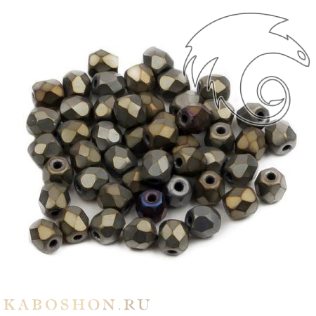 Fire polished 3 мм Jet Matted Brown Iris FP-3-23980-21115