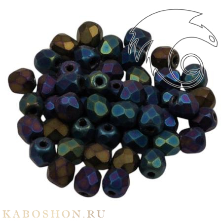 Fire polished 3 мм Jet Matted Blue Iris FP-3-23980-21135