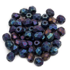 Fire polished 3 мм Jet Matted Blue Iris