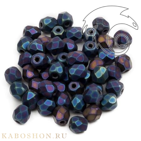 Fire polished 3 мм Jet Matted Blue Iris FP-3-23980-21135