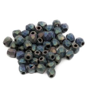 Fire polished 3 мм Jet Matted Green Iris