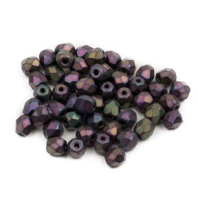 Fire polished 3 мм Jet Matted Purple Iris